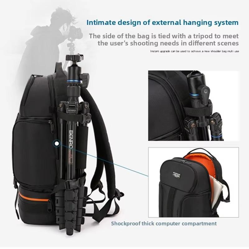 Men‘s Camera Backpack Dslr Waterproof Double Layer Storage With Laptop Compartment Anti-theft Outdoor Photography Bag