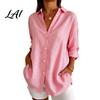 Women Collared Shirts Striped Shirt for Summer Autumn Button Down Single Casual Blouses Breasted Blouse Dressy Long Sleeve Top Office Work Tops