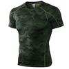 Men Gym Workout Short Sleeve Compression Shirt Tight Fit Quick Dry Athletic Top Black Red