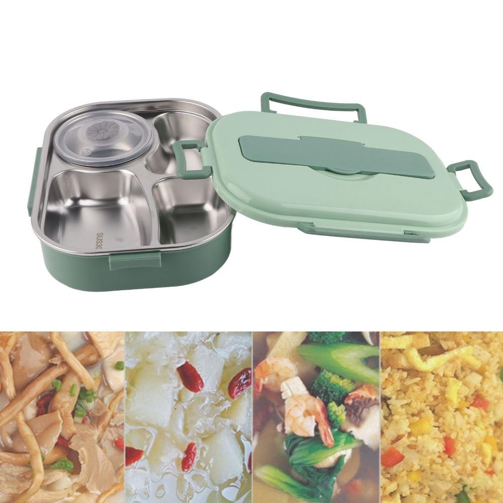 Includes Soup Bowl Portable Bento Box 4-Compartment Food Storage Container Office Use