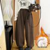 2025 Relaxed Fit Plush Thickened Wide-Leg Floor-Length Pants - Casual Autumn Winter Style for Women