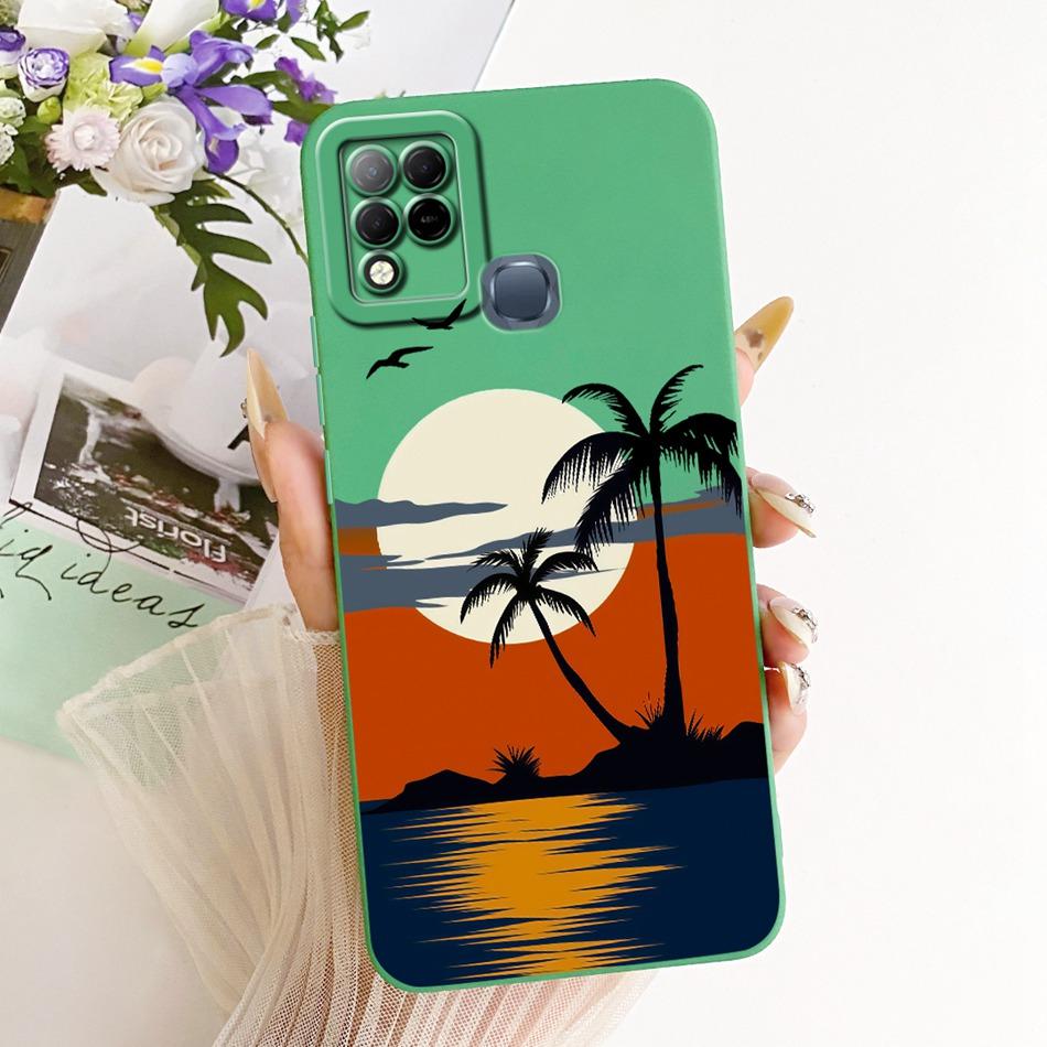 Do Infinix Hot 10T 10S NFC 10i X659B X658E X689 X689C Modne Etui na Telefon z Malowaniem Plaża o Zmierzchu Miękki Silikon Odporne na Wstrząsy Zderzaki
