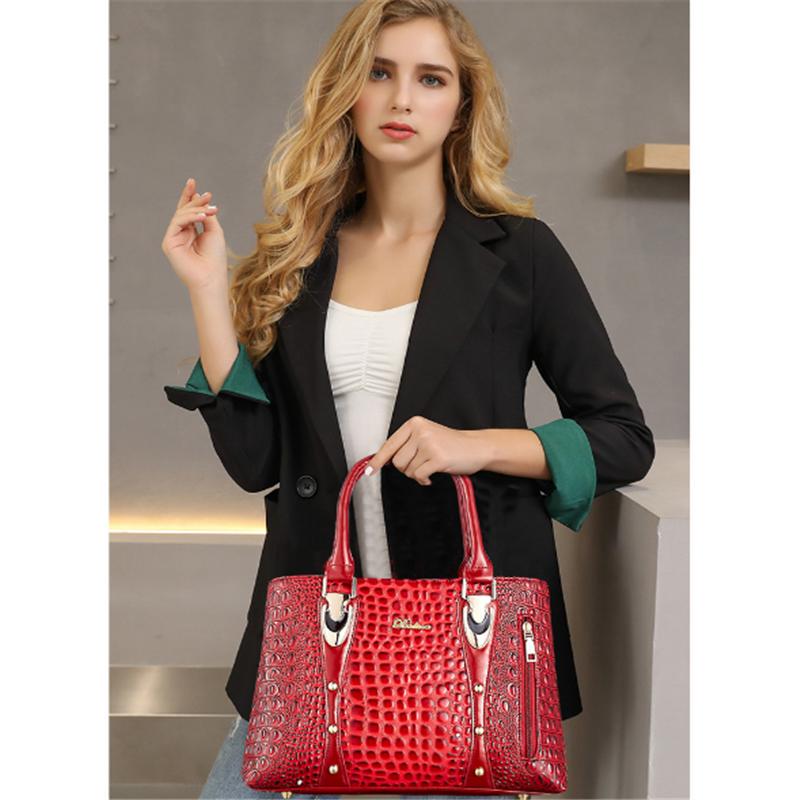 Buy Tote Bag Zipper Crocodile Pattern Women Large Capacity Handbags ...