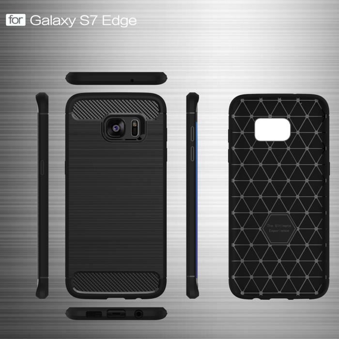 Coque de protection - fibres de carbone - samsung galaxy s7 edge - antichoc - élégant - souple