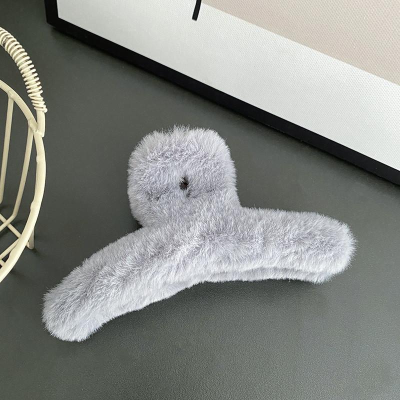 

Cozy Plush Shark Hair Claw Clip For Elegant Updos In Multiple Stylish Colors Gray12.8cm