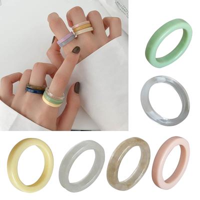 Acrylic Cute Rings Set Colorful Rings Transparent Stacking Rings Aesthetic Funny Stackable Ring for Women Girls Gift