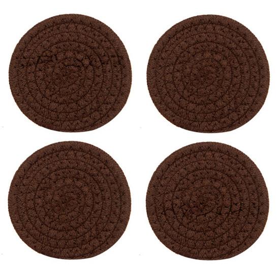 Boho Cotton Coaster Set with Holder Absorbent Heat-Resistant Placemats for Kitchen Dining Non-Slip Reusable Rustic Home Decor for Cups Mugs