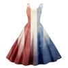 Women’s Sleeveless Spaghetti Strap A Line Dress with Abstract Star Stripe Print Vintage Inspired Design