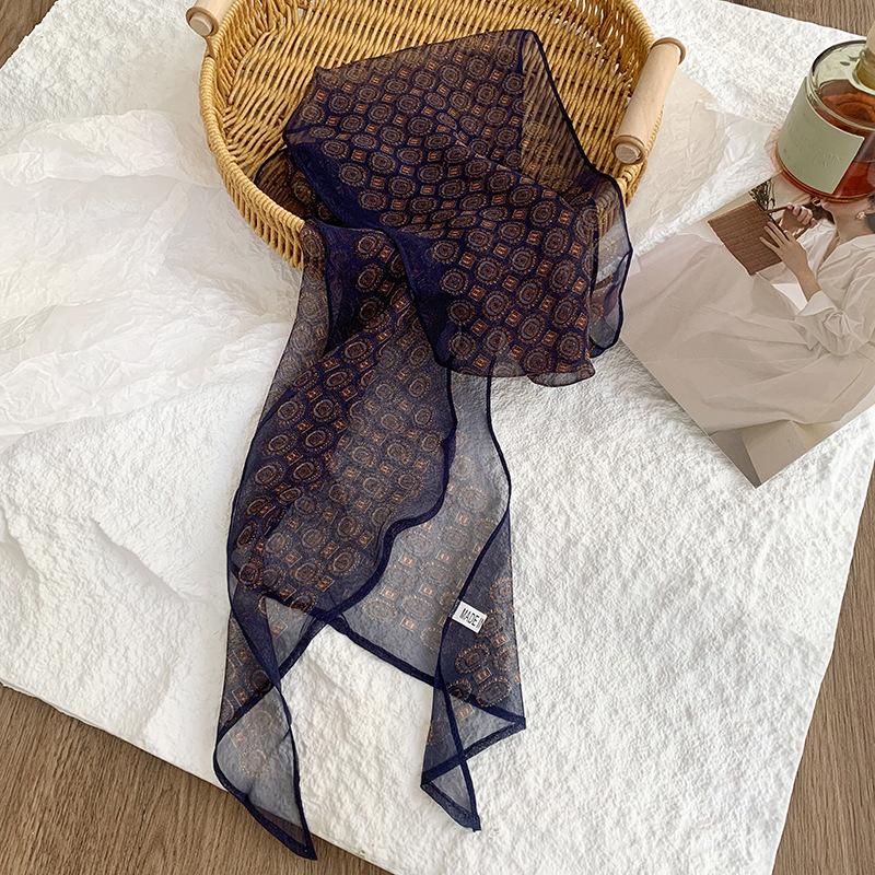 

Long polka dot silk scarf, high-end summer new printing streamer, versatile, loose decorative scarf, headscarf, headband.
