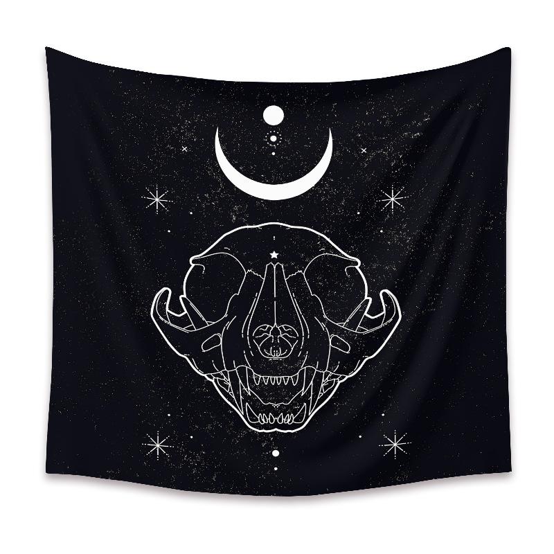 Decor casă tapiserie pisică neagră lună goth tatuaj artă halloween agățat de perete dormitor living cămin țesătură 230x180cm tapiserie