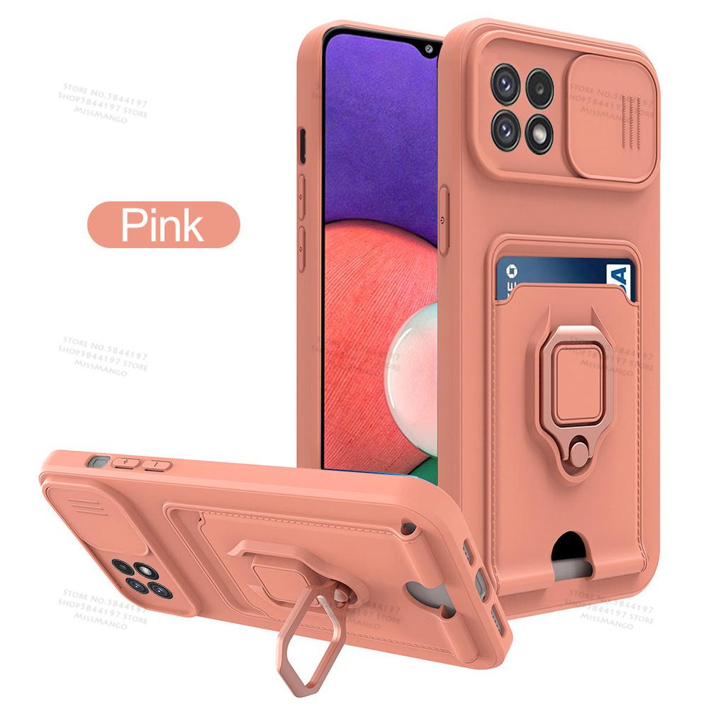 Slide Camera Lens Protection Case For Samsung Galaxy A22 5G Card Slot Stand Holder Magnetic Cover For Samsung Samsun A 22 22A