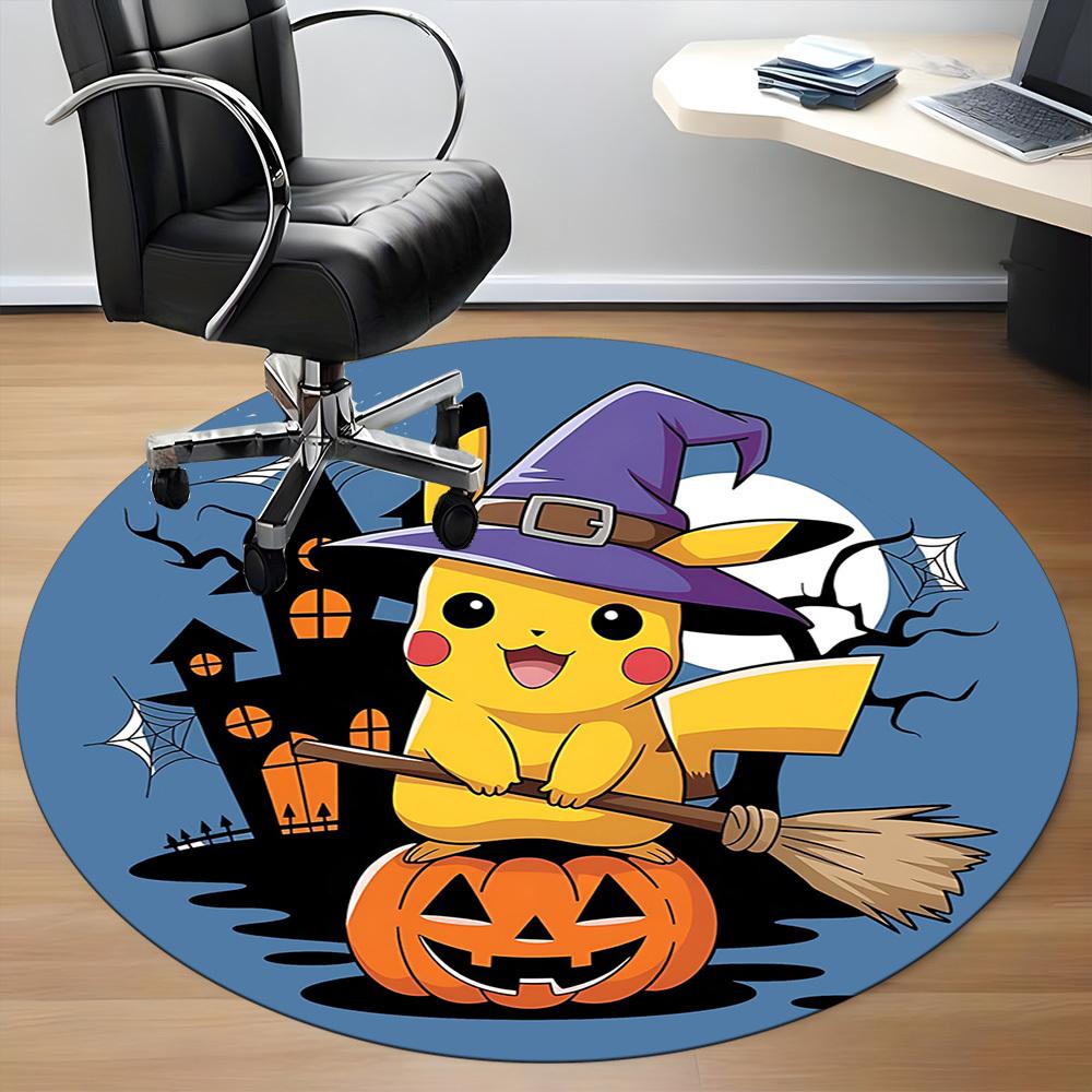 1pc Halloween Pikachu Office Round Area Rug, Under Office Chairs Bedroom Living Room Home Decor  a1022250