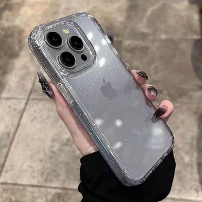 Luxury Shockproof Transparent Glitter Bling Phone Case for iPhone 17 Air 16 15 14 13 12 17 Pro Max Soft Bumper Clear Hard Cover
