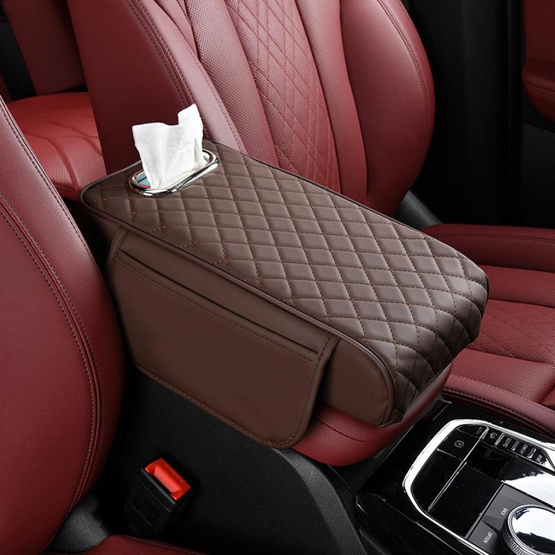 2-in-1 Auto-Armlehnen-Typ Taschentuchboxen Armlehnenpolster Mittelkonsolen-Schutzabdeckung Mit Seitlicher Aufbewahrungstasche Auto Zubehör