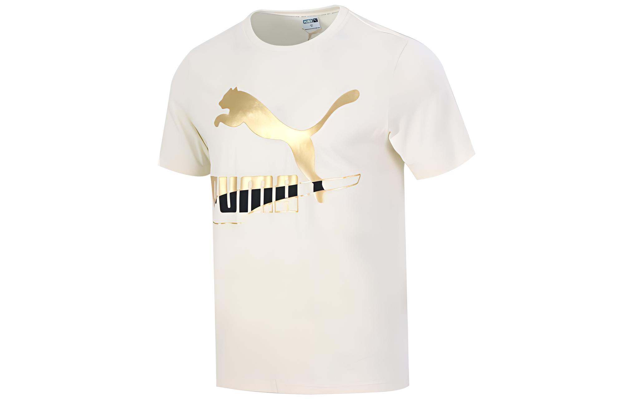 PUMA T Shirts Men s Ecru Crew Neck Moderate Straight Fit 534147-73 XL