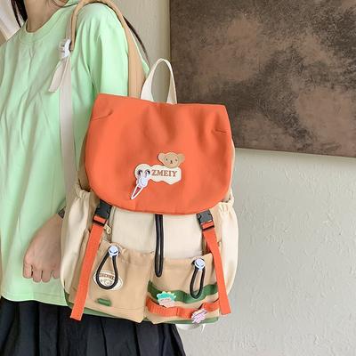 The New Schoolbag Is High-value, Fresh and Sweet, Dopamine Backpack, Contrasting Colors for Junior High School Students, and Large-capacity Backpack.