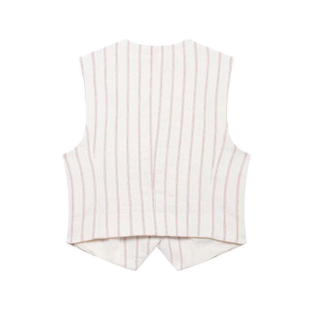 Autumn 2024 Women's European & American Style Striped Vest and Shorts Set