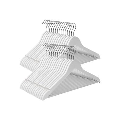 Wooden Hangers, 30 Pieces, Rack with Shoulder Grooves, Non-slip Trouser Bar and 360 Degrees Swivel Hook, for Complete Shirts Coats
