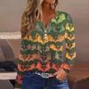 Women's T Shirt Tee Button Long Sleeve Daily Weekend Fashion Basic V- Neck Regular Top