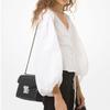 Michael Kors Rose Chain Quilted Silver Buckle Flap Faux Leather Crossbody Bag Medium Women's Black