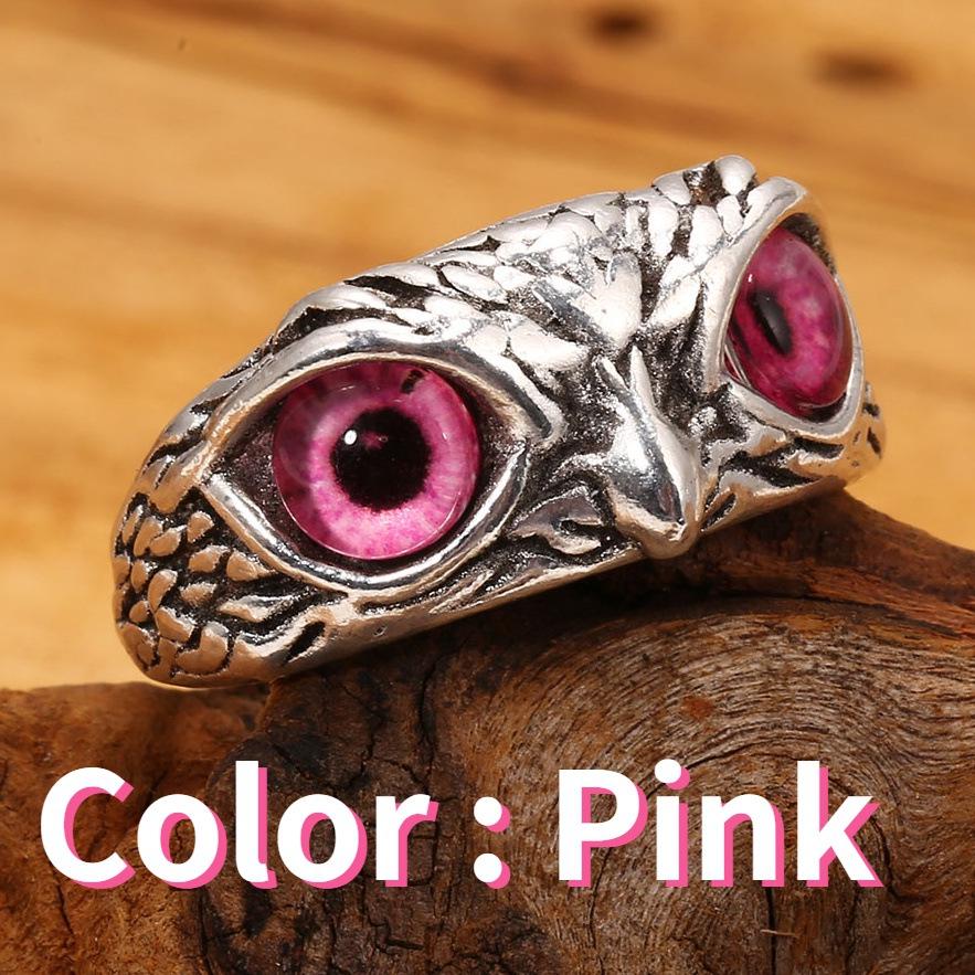 Retro Blue Eyes Owl Adjustable Ring for Women