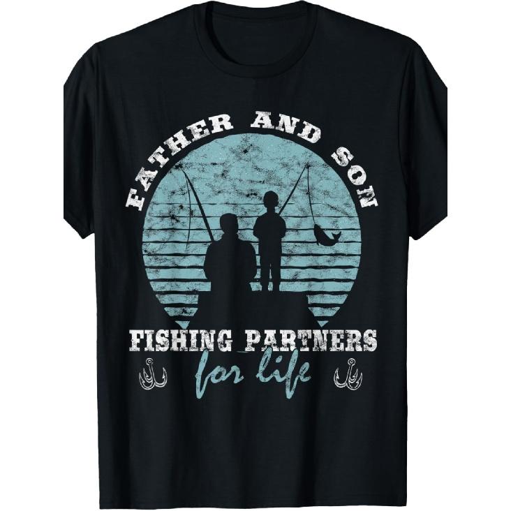 s Father & Son Fishing T-Shirt - 100% Matching Dad & Son Outfit, Fishing Trip Gift, Casual Crew Neck Short Sleeve Shirt with Father-Son Fishing S