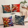 Abstract Fish Pattern Cushion Cover Soft Short Plush Pillow Cover Smooth Cozy Texture Aesthetic Cushion Case Home Decor