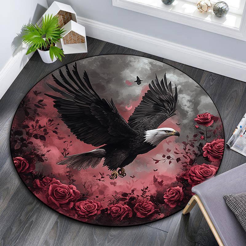 Raven Round Area Rug,Carpet Rug for Living Room Bedroom Sofa Playroom Decor,Non-slip Floor Mat