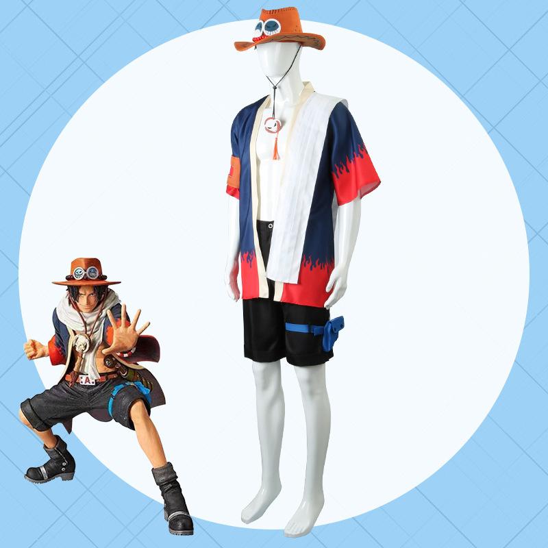 ONE PIECE cos suit fire fist Ace cosplay kimono suit hat two-dimensional cosplay costume