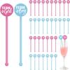 Chengu 30 Pcs 6 Inch Gender Reveal Swizzle Sticks Plastic Baby Gender Reveal Cocktail Stirrers Drink Pink Blue Stir Sticks for Baby Shower Birthday