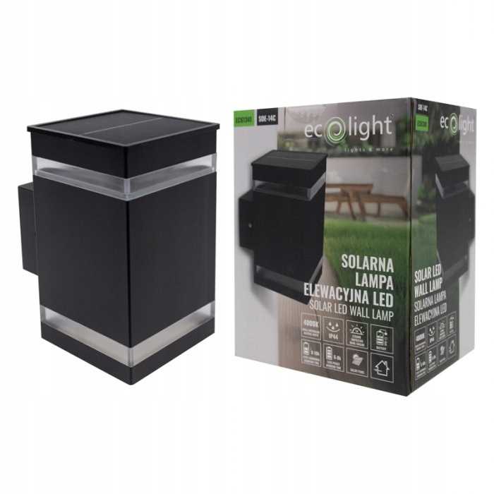 Solarna Lampa Elewacyjna Kinkiet Ogrodowy Led Soe-14C Ip44 Czarna
