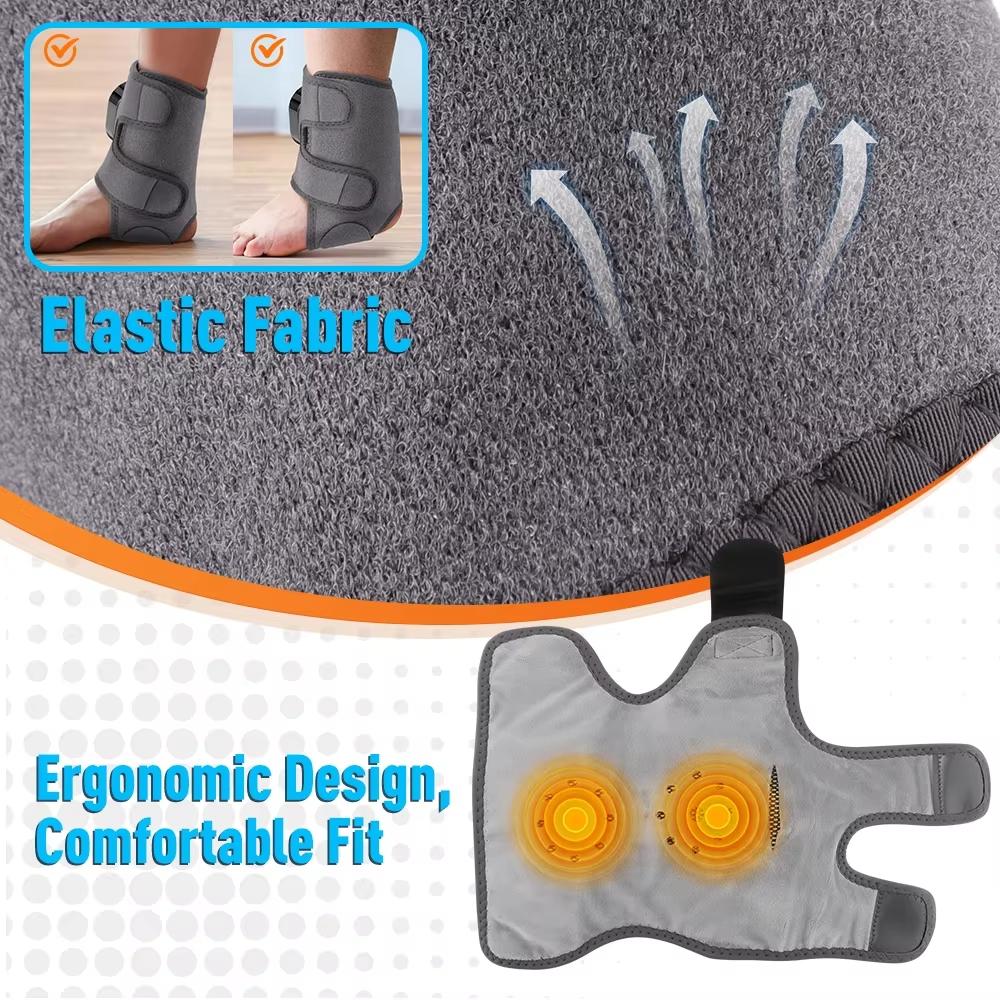 2026 New Heating Ankle Foot Massage Pad Heated Vibrate Rechargeable Ankle Massager 3 Speed Level Adjustable Strap Fit for Left/Right Foot