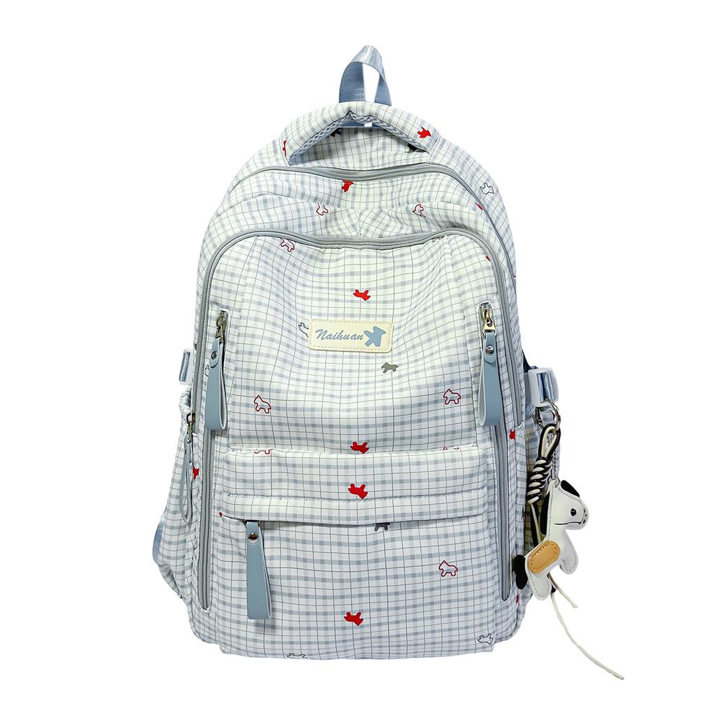 Schoolbag Japanese Ins Casual Plaid School Bag Female Junior High School High School Student Versatile Cute College Backpack Travel Backpack
