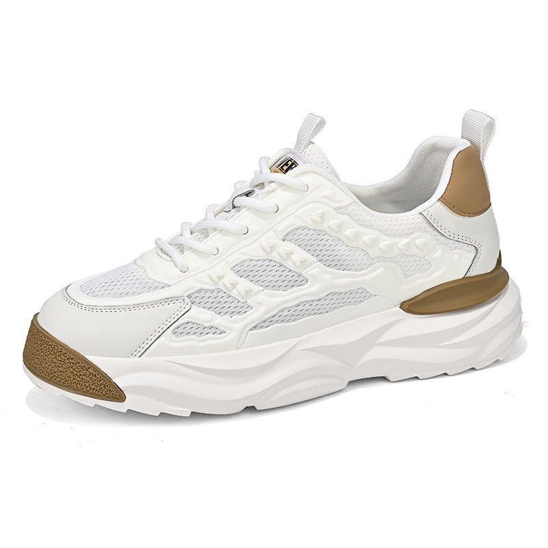Fashionable and Trendy Thick Soled Height Increasing Men's Shoes with Mesh Breathable Casual Sports Shoes