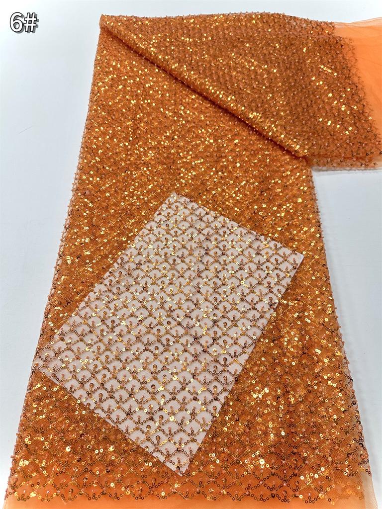 Sky Blue African Sequins Lace Fabric 2025 High Quality Lace Embroidery Nigerian Mesh Beads Fabric French For Wedding Party Dress