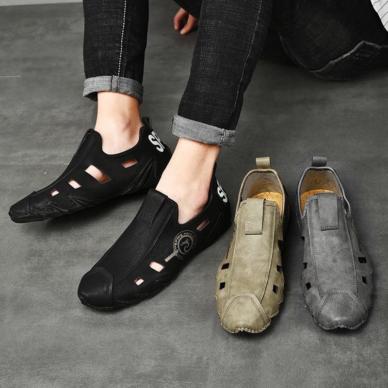 Fashion 38-48large Size Summer Men Leather Casual Shoes Designer Loafers Outdoor Breathable Fashion Driving Shoes Mens Zapatillas Hombre