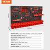 VEVOR Wall Mounted Storage Bins, 30-Bin Parts Rack Organizer Garage Plastic Shop Tool with Wall Panels/Tool Holders/Hooks, Tool Organizer for Nuts
