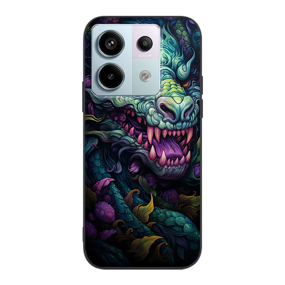 Cartoon Dragon Case for Xiaomi Redmi 10 10C 9C 9A 9i 9 Prime 9T 12 12C 10A K40 Pro Black Soft TPU Mobile Phone Bag Cover