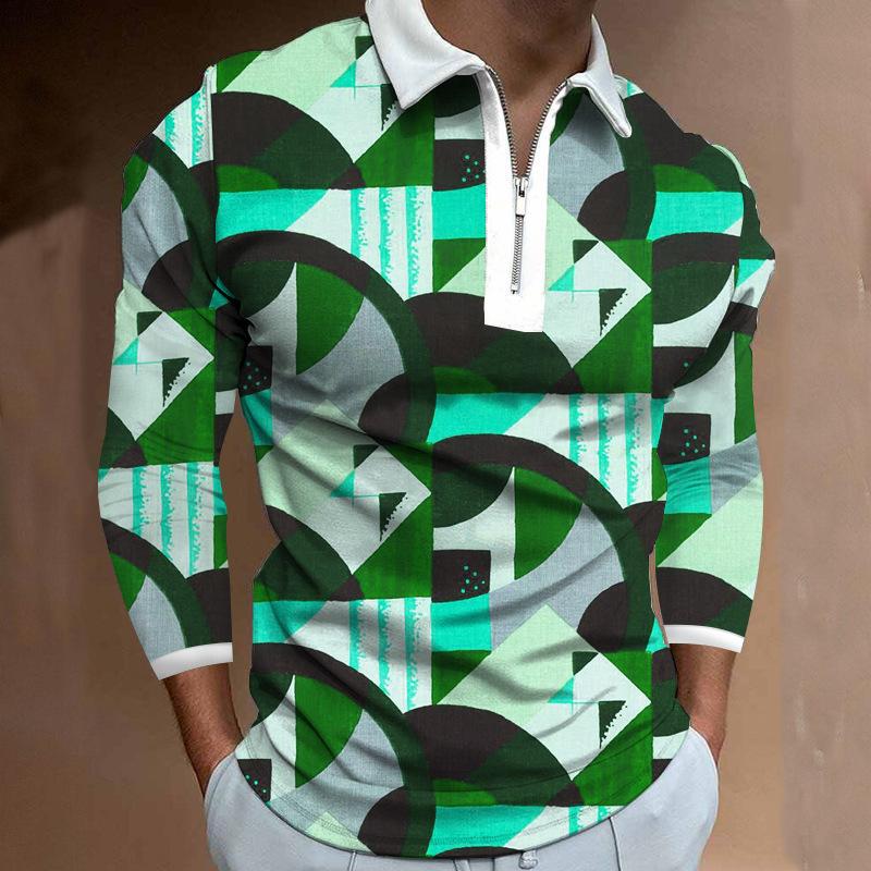 Polo à manches longues avec graphique de boussole vintage, Vêtement de mode décontracté élégant