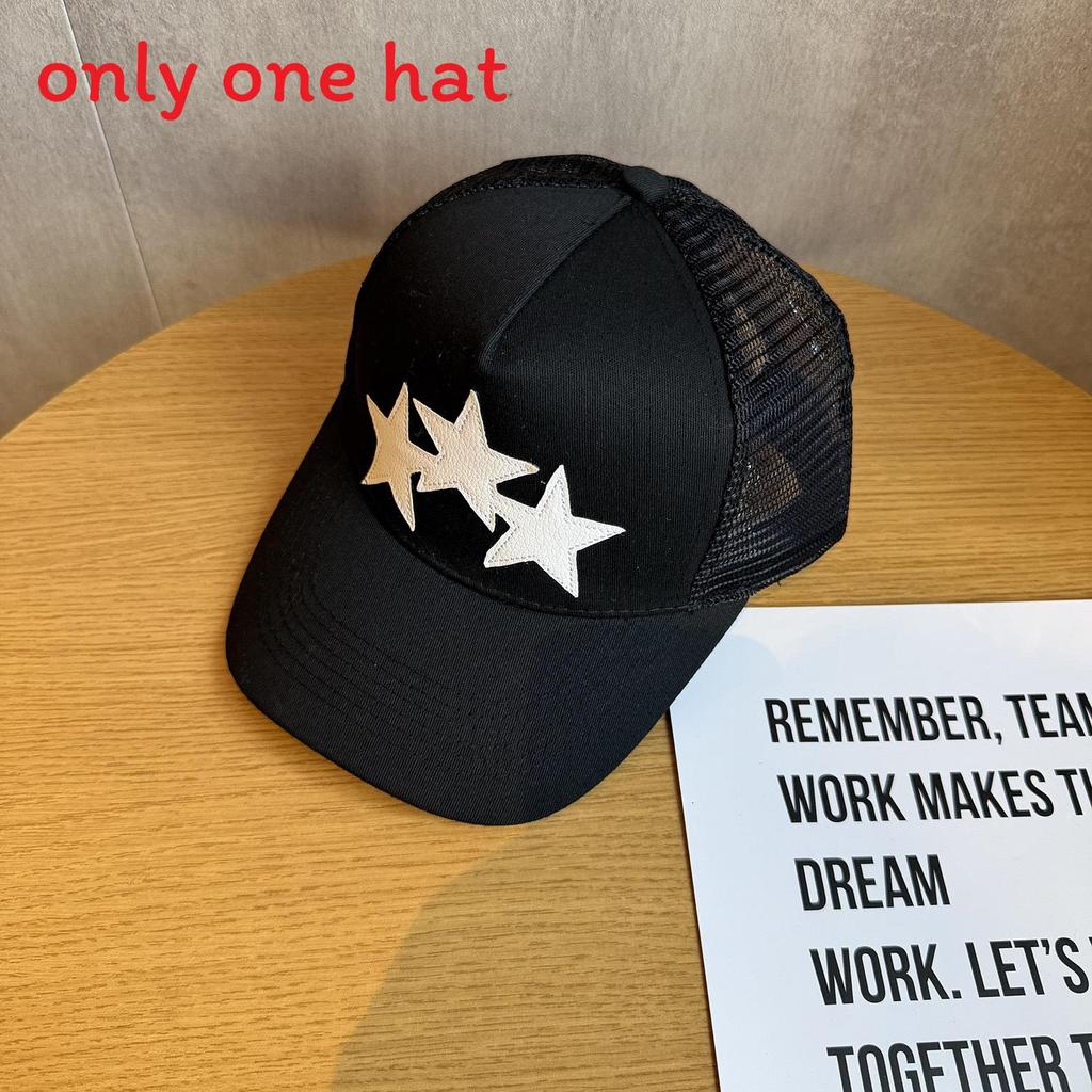 Street Style Star Pattern Mesh Cap With Adjustable Fit For Summer Outdoor Sunshade