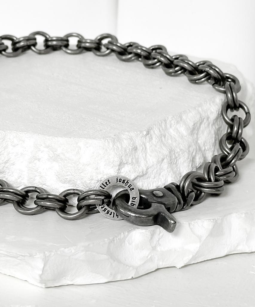 Blessed Bullet 12Mm Renewal Double O-Chain Link Necklace_Vintage Silver/Silver