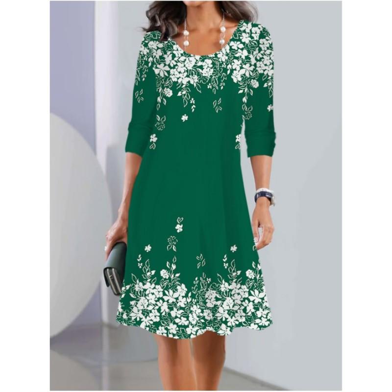 

Женское летнее свободное платье больших размеров с принтом и круглым вырезом, с длинными рукавами, платья миди в форме сердца XXS