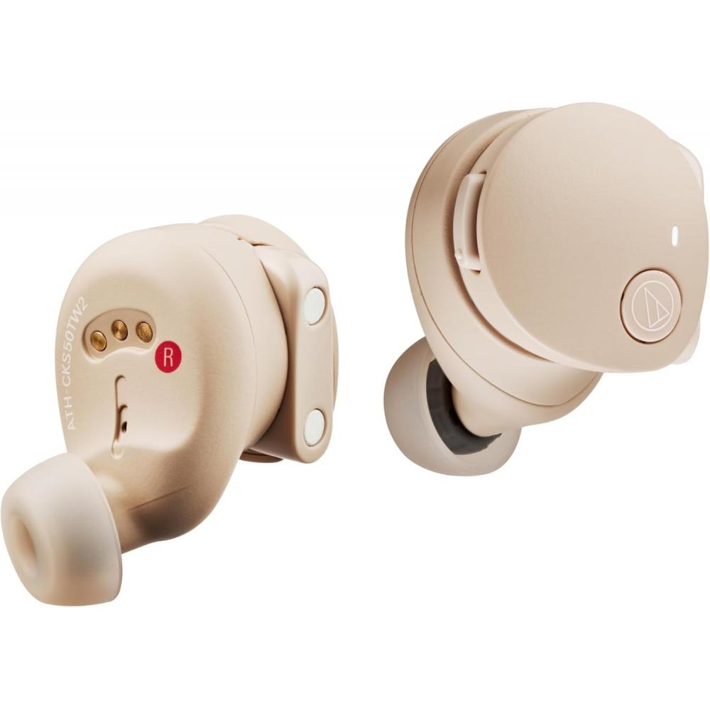 Audio TEchnica Ath Cks50tw2 WirElEss EarphonEs With NoisE CancElling BEigE  E 