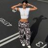 VEZFAA Damenmode Lässige Farbblock-Print High Waist Hosen Hosen & Caprihosen