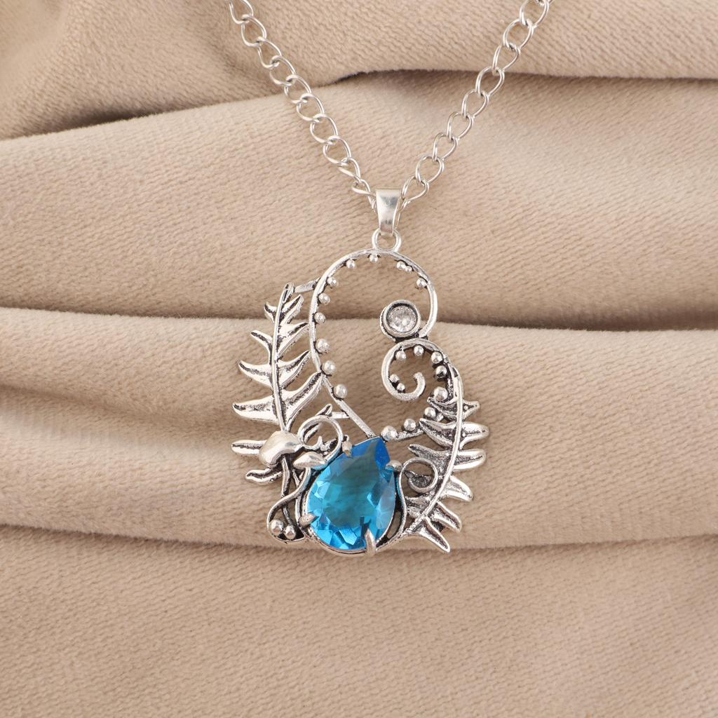 Natural Swiss Blue Topaz Gemstone 925 Sterling Silver Handmade Jewelry Pendant 1.8" For Anniversary Gift CP-42-10