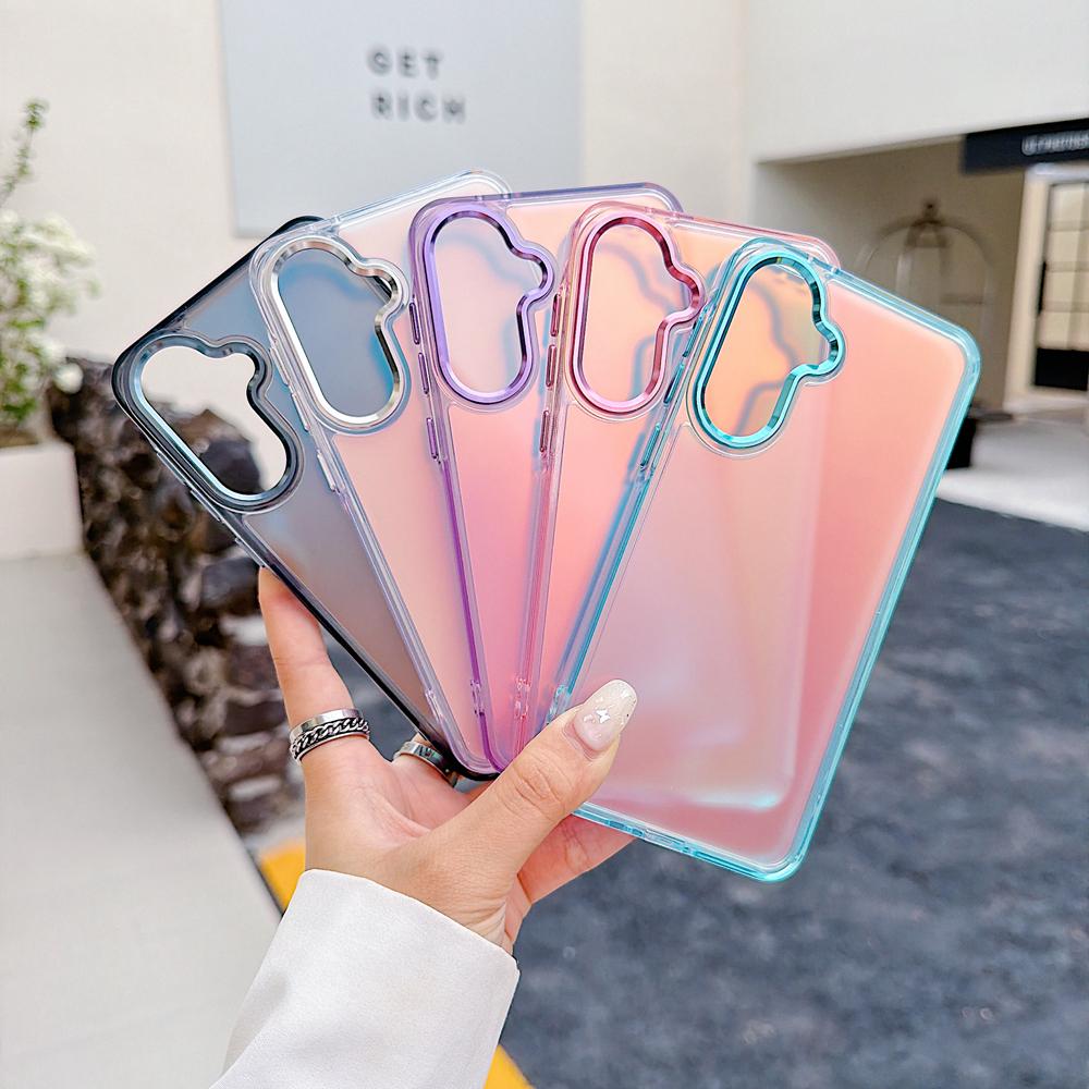 KEYSION Laser Gradient Colorful Phone Case for Samsung A56 5G A36 A26 Soft TPU+PC Shockproof Back Cover for Galaxy A16 4G 5G