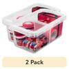 2 Pack Clear Storage Bin with Adjustable Divider Stackable Container Organizing Garage Bedroom Bathroom Closet Kids Room