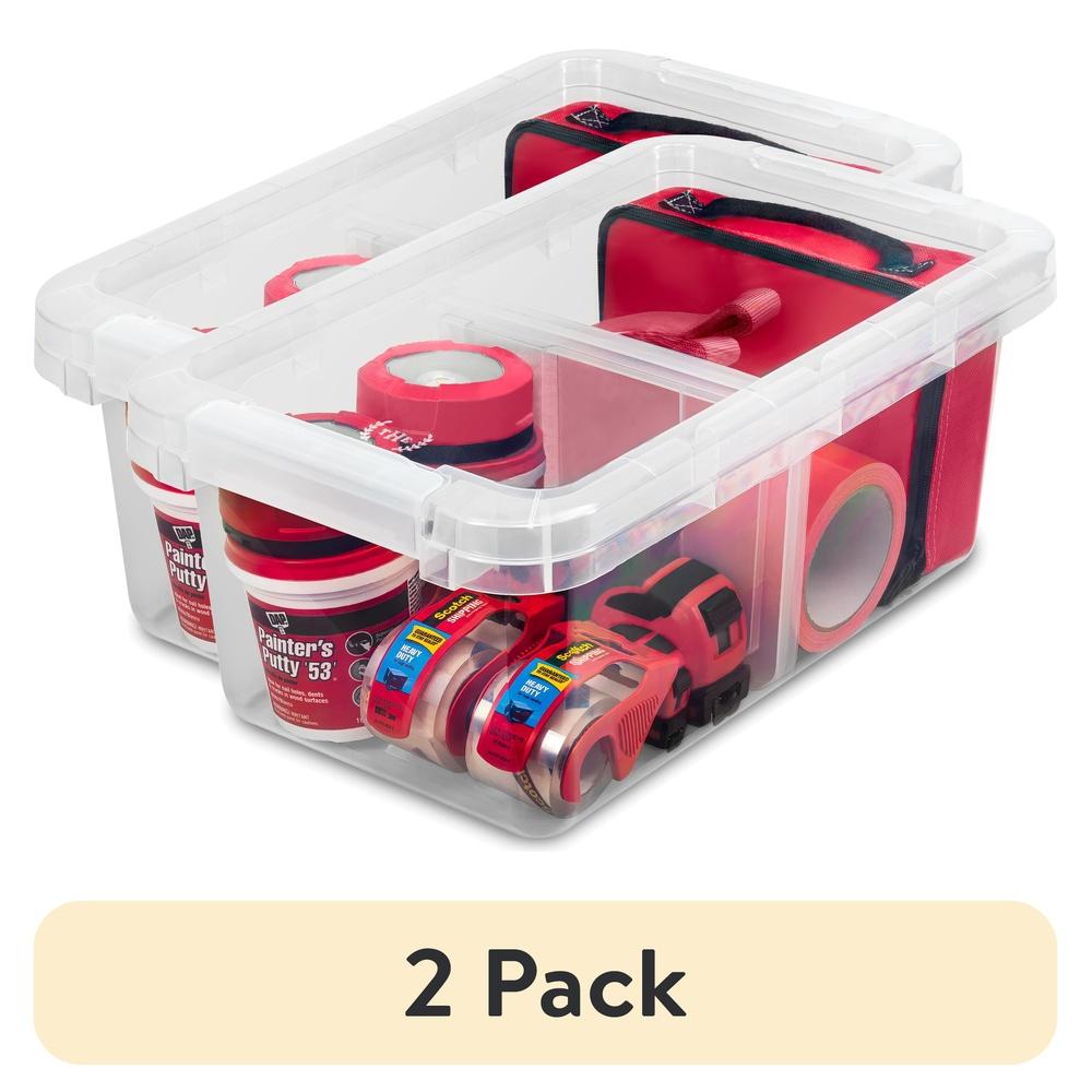 

2 Pack Clear Storage Bin with Adjustable Divider Stackable Container Organizing Garage Bedroom Bathroom Closet Kids Room United States