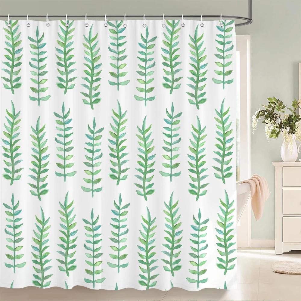 Plants Tree Leaves Shower Curtains with Hooks Home Decoration for Floral Bathroom Curtain Polyester Fabric Bath Curtain