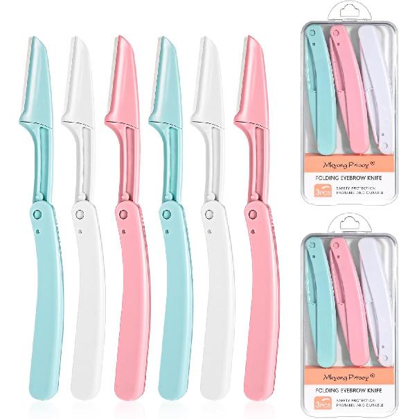 6PCS Eyebrow Razor for Women, Portable Dermaplaning Razors Tool, Foldable Facial Razors with Protective Cover, Compact Design, Unisex, Suitable for